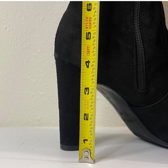 Unisa Black Faux Suede Over-The-Knee Boots With Side Zipper & Drawstring - Picture 12 of 12